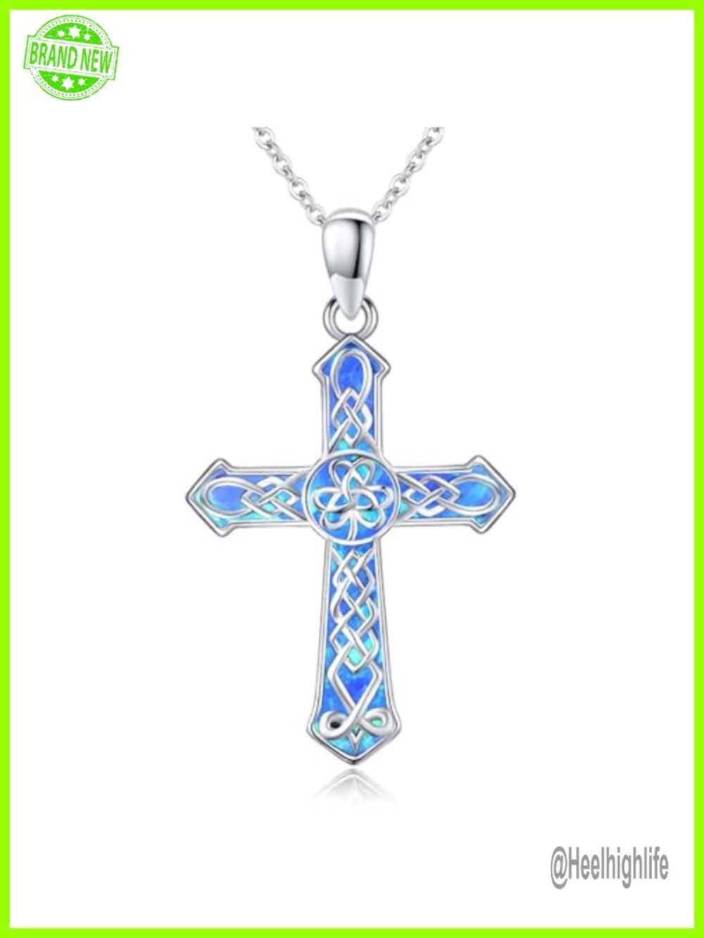 925 Sterling Silver Celtic Cross Pendant Necklace 18in Extender Women